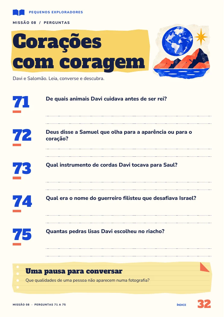 Ampliar perguntas sobre Davi e Salomão