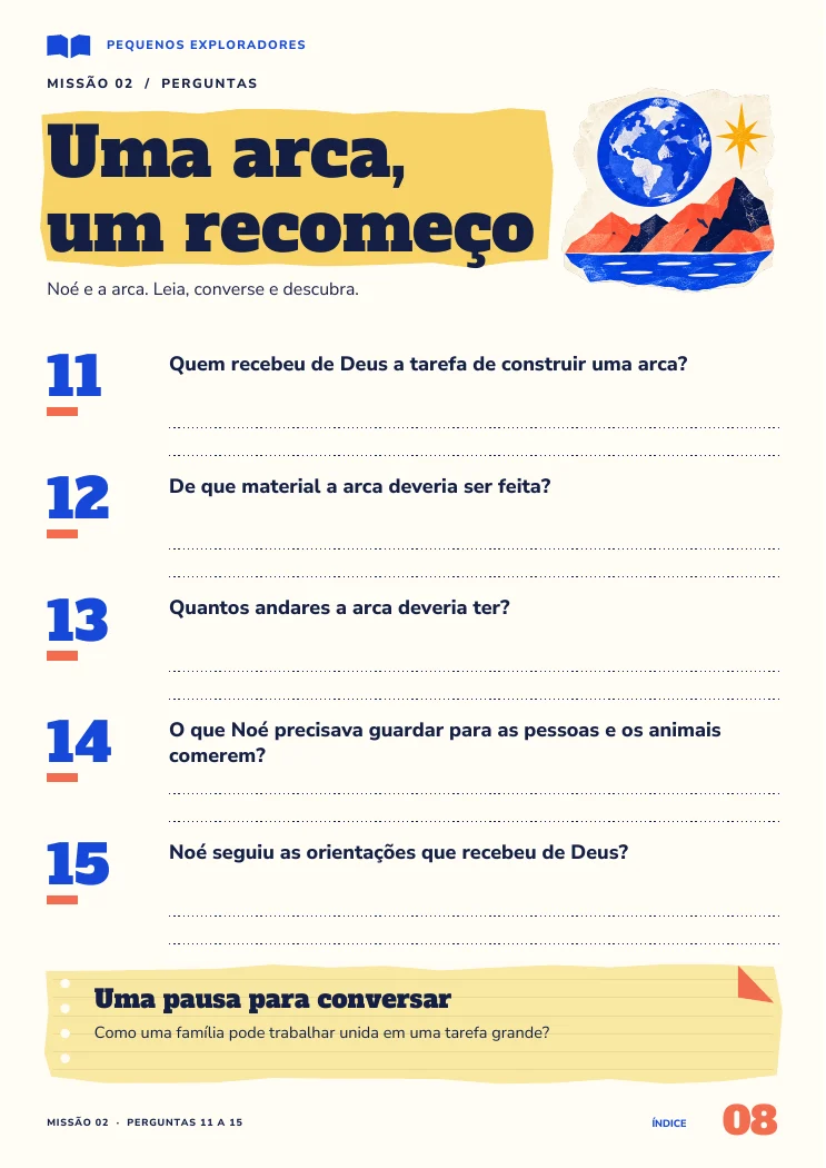Ampliar perguntas sobre Noé e a arca